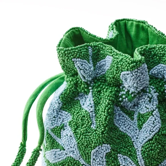 NWT Kate Spade Beaded Classic Rose Drawstring Bucket Bag - Picture 3 of 8